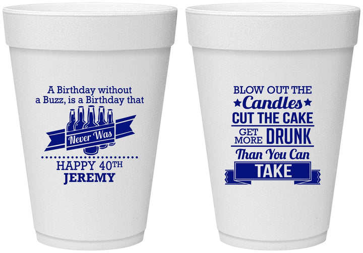 Personalized Birthday 16 oz Foam Cups - 40th | 20101