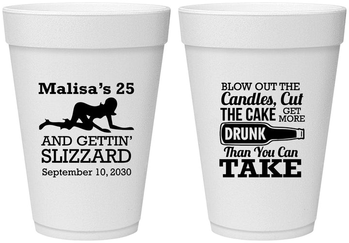 Personalized Birthday 16 oz Foam Cups - 25th Strip Club | 20102