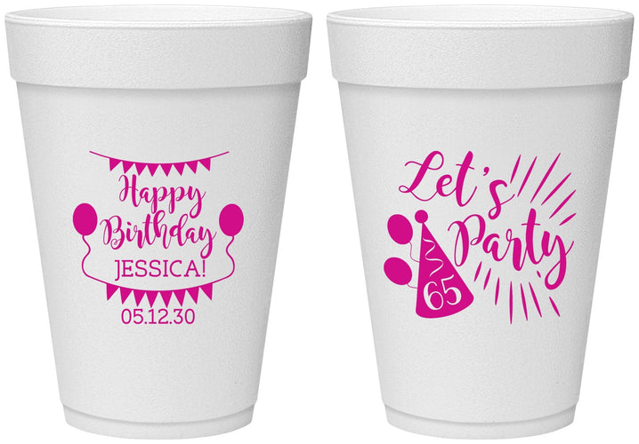 Personalized Birthday 16 oz Foam Cups - 65th | 20105