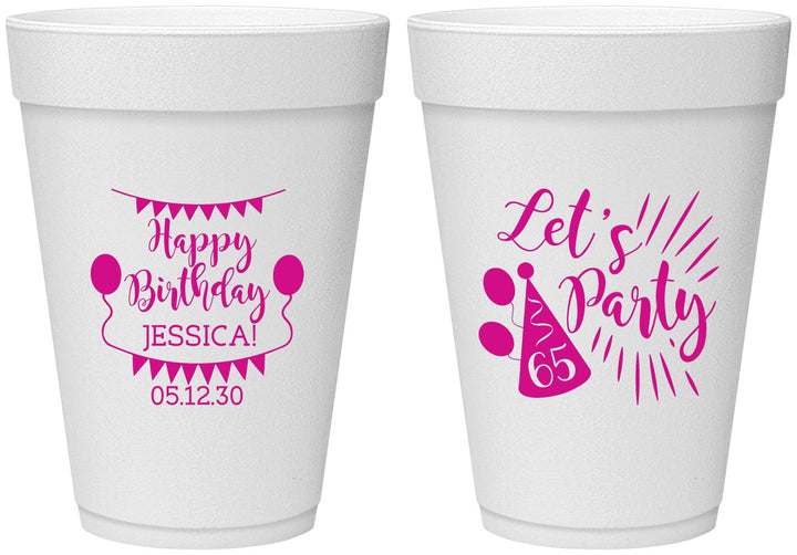 Personalized Birthday 16 oz Foam Cups - 65th | 20105