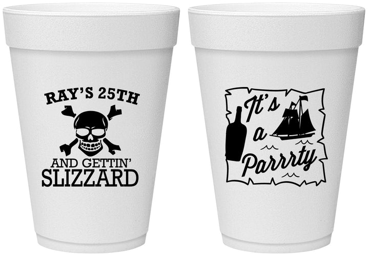 Personalized Birthday 16 oz Foam Cups - 25th Pirate | 20107
