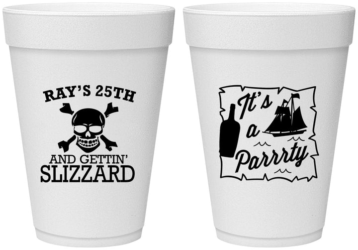 Personalized Birthday 16 oz Foam Cups - 25th Pirate | 20107