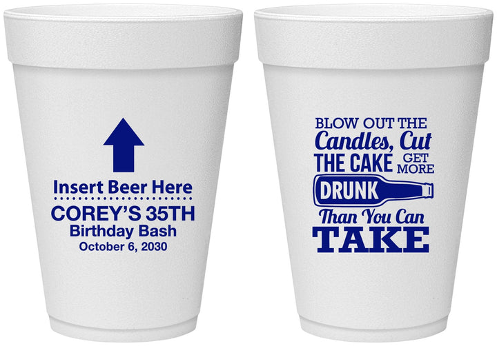 Personalized Birthday 16 oz Foam Cups - 35th | 20111