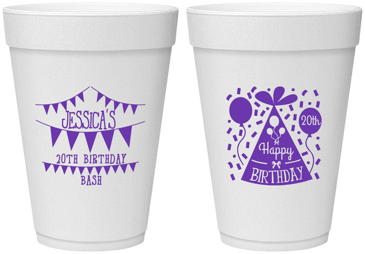 Personalized Birthday 16 oz Foam Cups - 20th | 20113