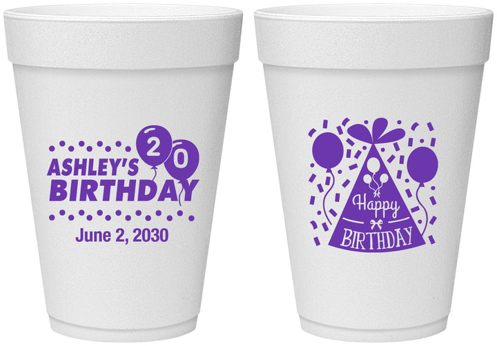 Personalized Birthday 16 oz Foam Cups - 20th | 20114
