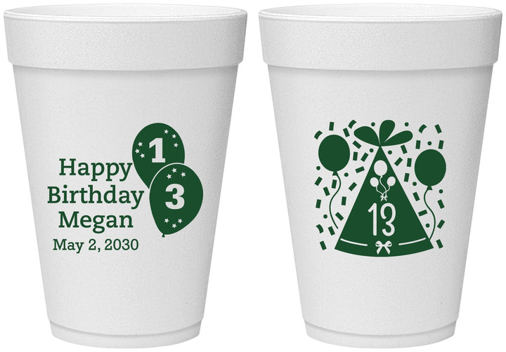 Personalized Birthday 16 oz Foam Cups - 13th | 20115