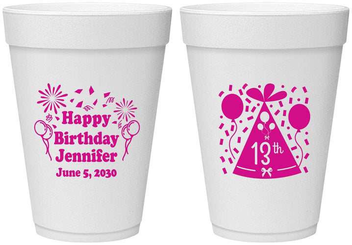 Personalized Birthday 16 oz Foam Cups - 13th | 20116