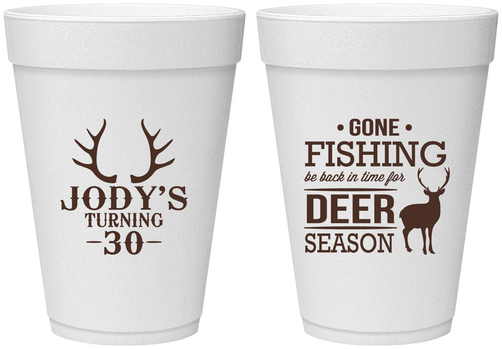 Personalized Birthday 16 oz Foam Cups - 30th Deer Season | 20127