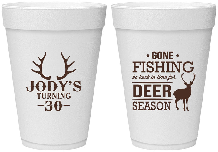 Personalized Birthday 16 oz Foam Cups - 30th Deer Season | 20127