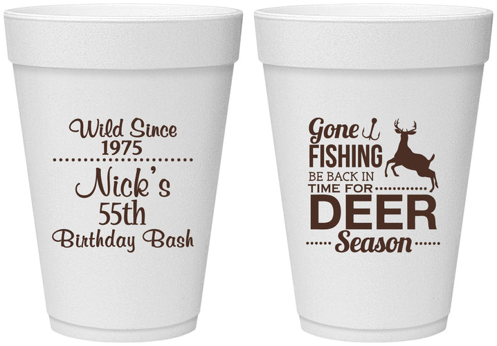 Personalized Birthday 16 oz Foam Cups - 55th Gone Fishing | 20128
