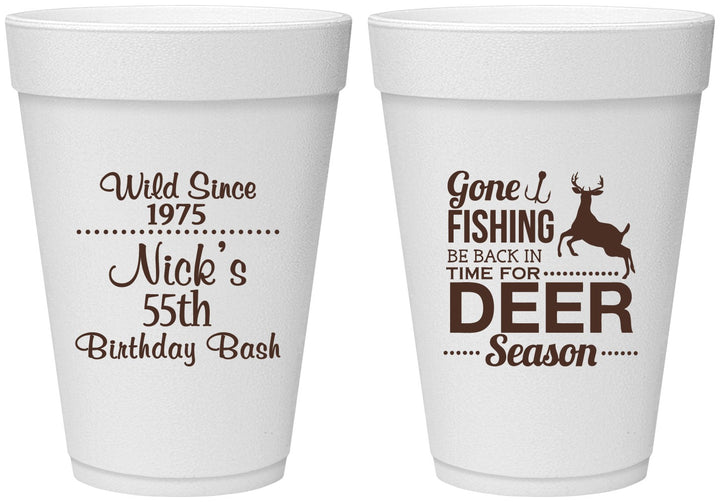 Personalized Birthday 16 oz Foam Cups - 55th Gone Fishing | 20128