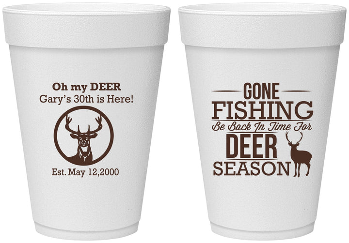 Personalized Birthday 16 oz Foam Cups - 30th Deer Season | 20129