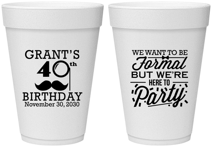 Personalized Birthday 16 oz Foam Cups - 40th | 20130