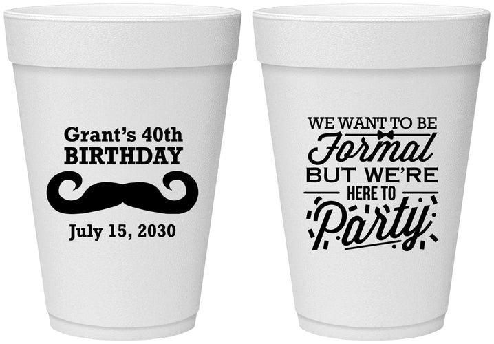 Personalized Birthday 16 oz Foam Cups - 40th | 20131