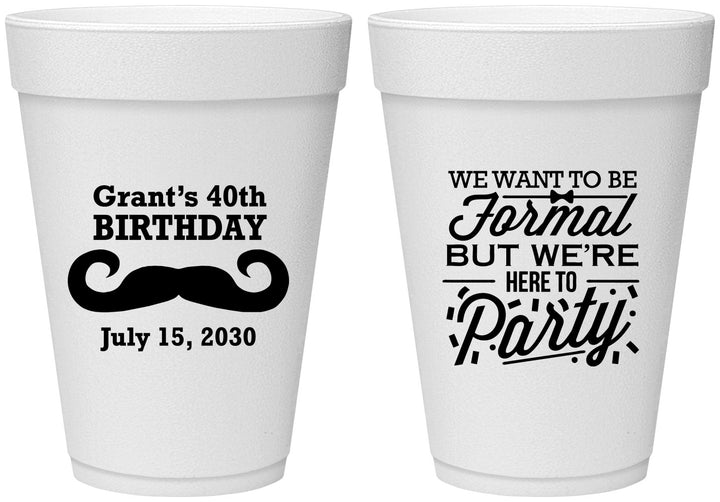 Personalized Birthday 16 oz Foam Cups - 40th | 20131