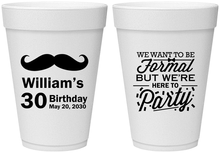 Personalized Birthday 16 oz Foam Cups - 30th | 20132