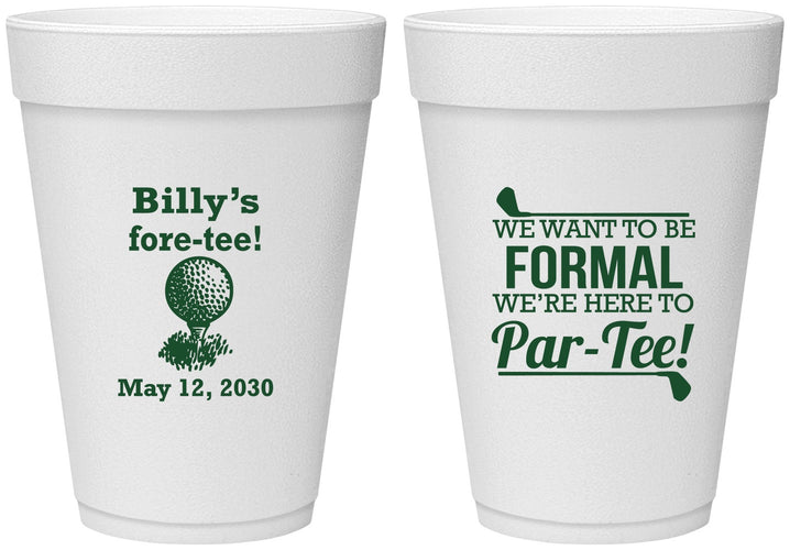 Personalized Birthday 16 oz Foam Cups - 40th Golf | 20134