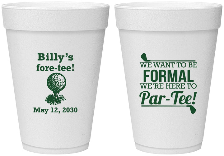 Personalized Birthday 16 oz Foam Cups - 40th Golf | 20134