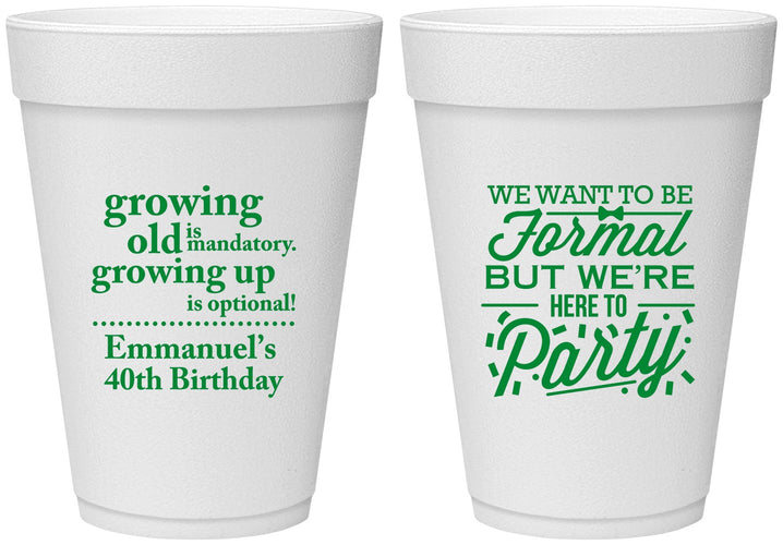 Personalized Birthday 16 oz Foam Cups - 40th | 20135