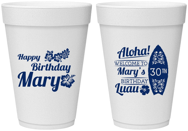 Personalized Birthday 16 oz Foam Cups - 30th Hawaii | 20136