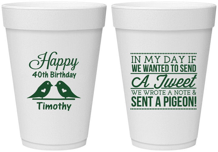 Personalized Birthday 16 oz Foam Cups - 40th | 20139