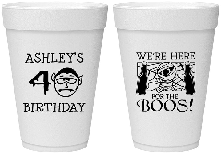 Personalized Birthday 16 oz Foam Cups - 40th Halloween | 20145
