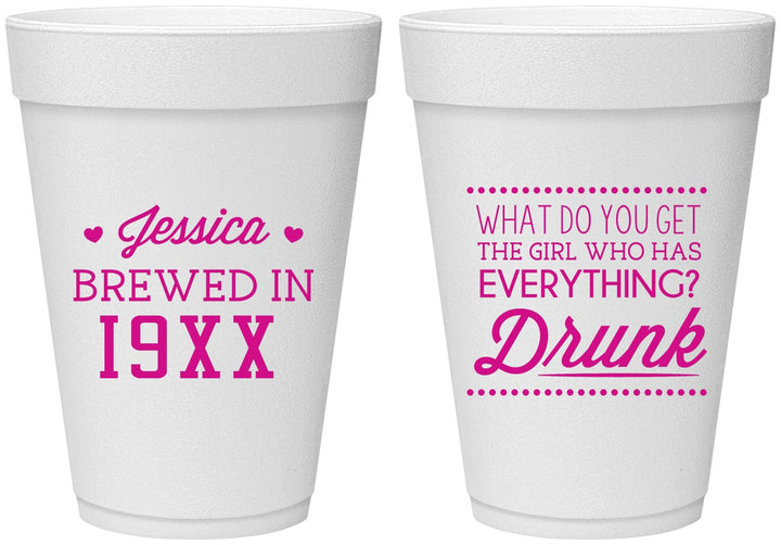 Personalized Birthday 16 oz Foam Cups - Drunk | 20147