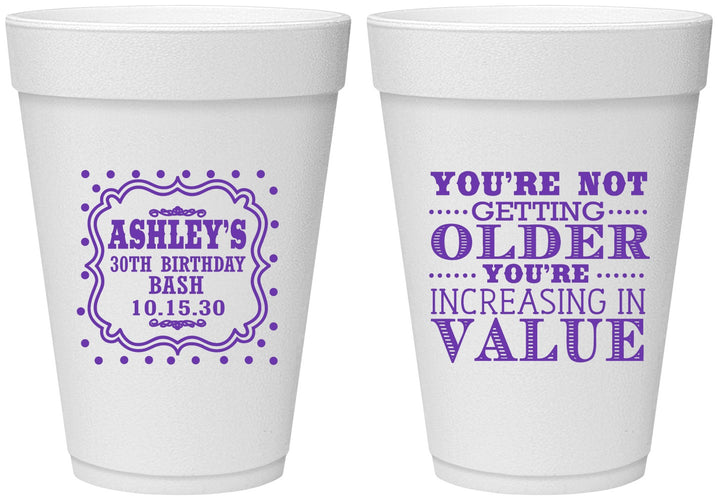 Personalized Birthday 16 oz Foam Cups - 30th | 20149