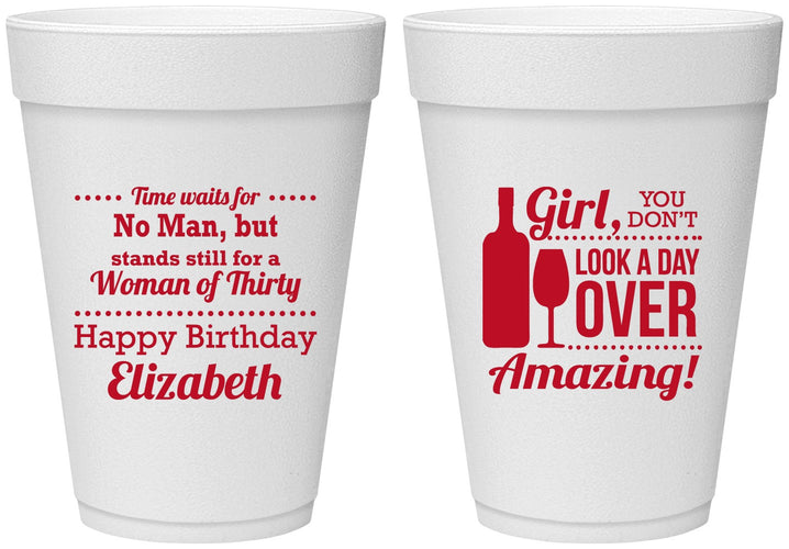 Personalized Birthday 16 oz Foam Cups - Look A Day Over Amazing | 20150