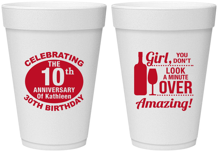 Personalized Birthday 16 oz Foam Cups - 40th | 20151