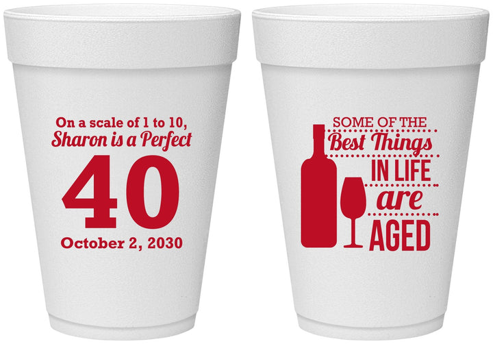 Personalized Birthday 16 oz Foam Cups - 40th Wine | 20155
