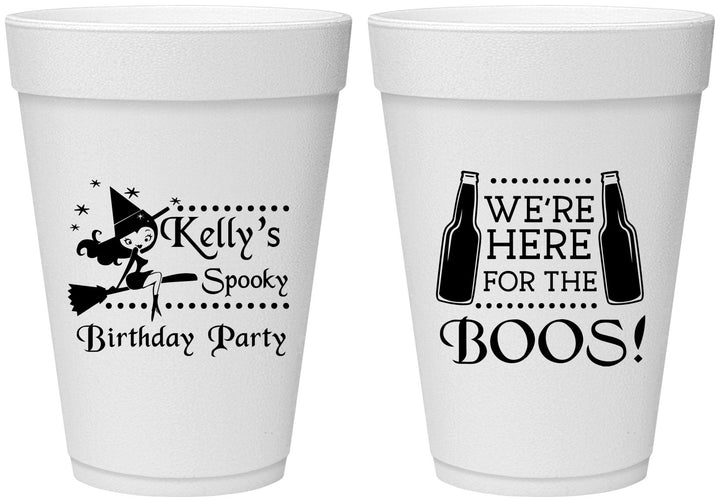 Personalized Birthday 16 oz Foam Cups - Halloween Spooky Boos | 20158