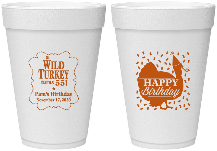 Personalized Birthday 16 oz Foam Cups - 55th Wild Turkey | 20159