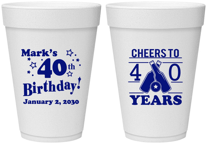 Personalized Birthday 16 oz Foam Cups - Cheers To 40 Years | 20162