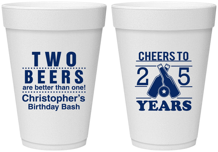 Personalized Birthday 16 oz Foam Cups - Cheers To 25 Years | 20163