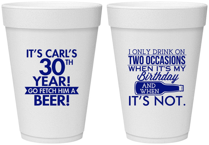 Personalized Birthday 16 oz Foam Cups - 30th | 20170