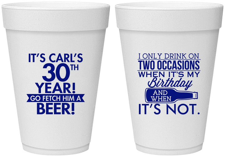 Personalized Birthday 16 oz Foam Cups - 30th | 20170