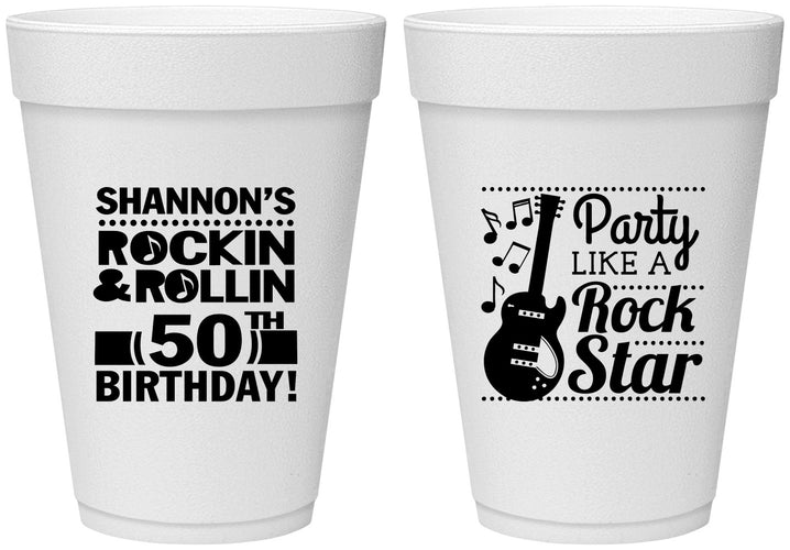 Personalized Birthday 16 oz Foam Cups - 50th Rock Star | 20173