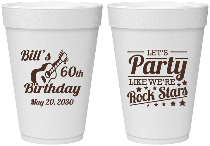 Personalized Birthday 16 oz Foam Cups - 60th Rock Star | 20174