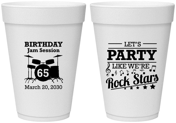 Personalized Birthday 16 oz Foam Cups - 65th Rock Star | 20175