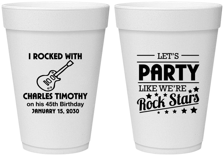 Personalized Birthday 16 oz Foam Cups - 45th Rock Star | 20176