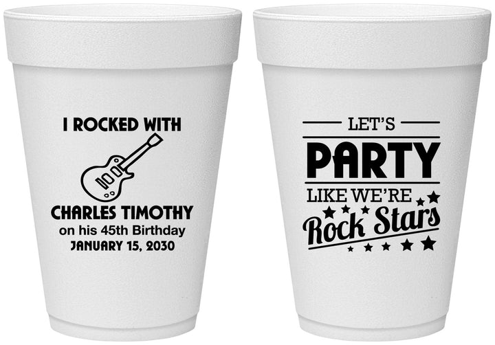 Personalized Birthday 16 oz Foam Cups - 45th Rock Star | 20176