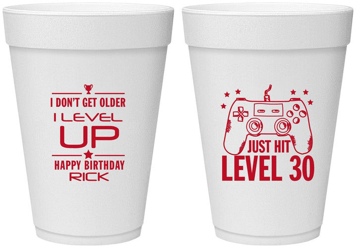 Personalized Birthday 16 oz Foam Cups - 30th Video Games | 20179