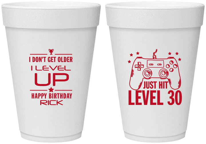 Personalized Birthday 16 oz Foam Cups - 30th Video Games | 20179