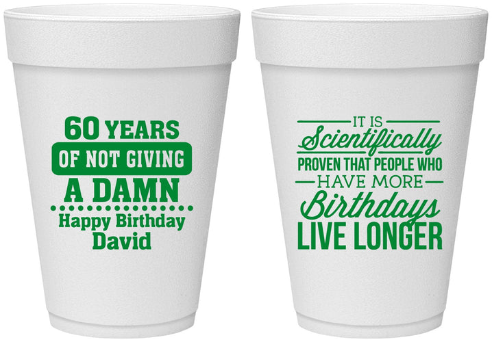 Personalized Birthday 16 oz Foam Cups - 60th | 20180