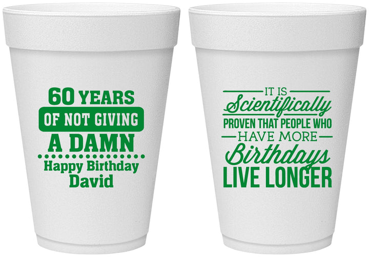 Personalized Birthday 16 oz Foam Cups - 60th | 20180
