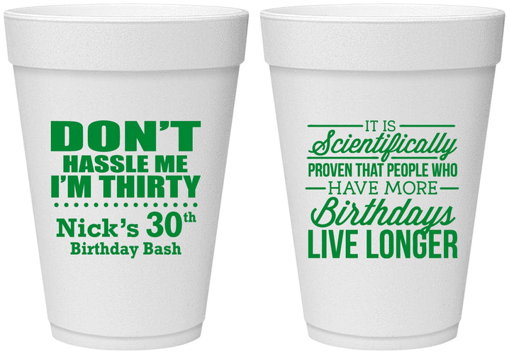 Personalized Birthday 16 oz Foam Cups - 30th | 20182