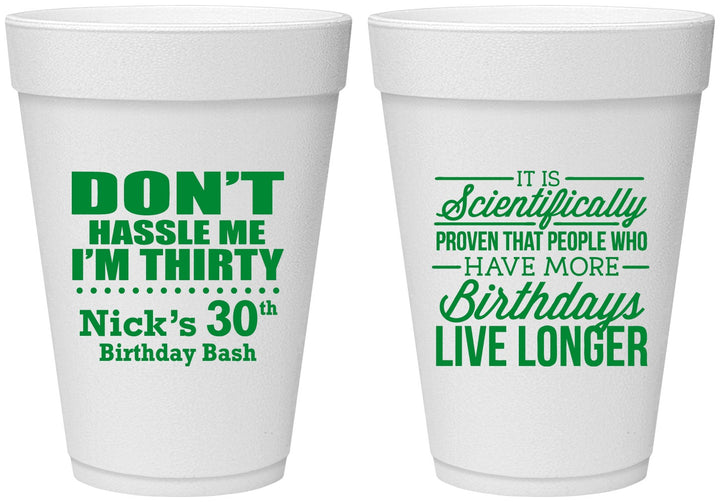 Personalized Birthday 16 oz Foam Cups - 30th | 20182
