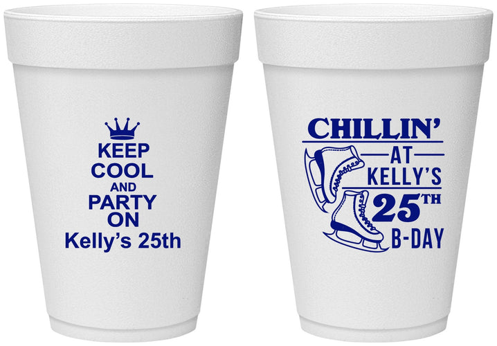 Personalized Birthday 16 oz Foam Cups - 25th Ice Scating | 20185