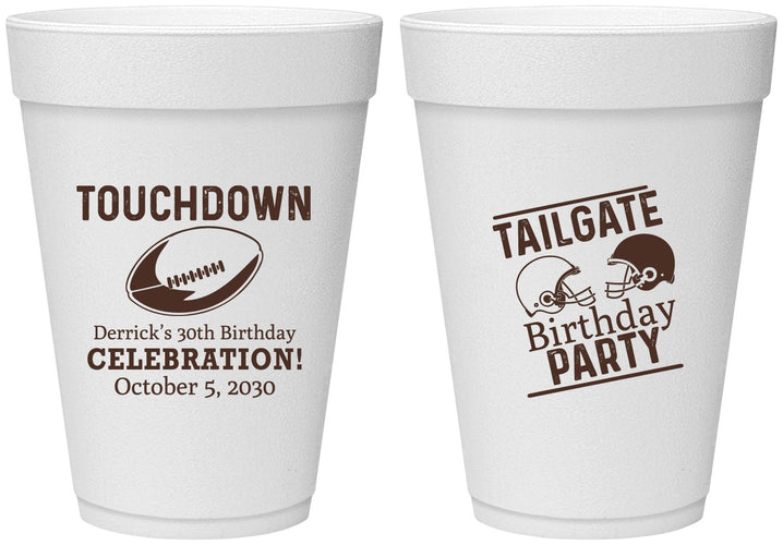 Personalized Birthday 16 oz Foam Cups - 30th Football | 20189